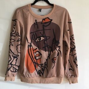 Abstract Face Print Sweater